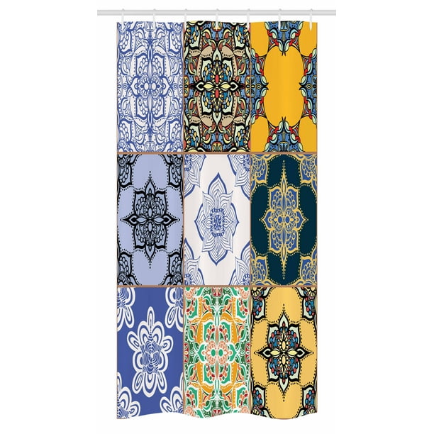 Islamic and Portuguese Tile Bohemian Shower Curtain Set for Bathroom Decor Mat